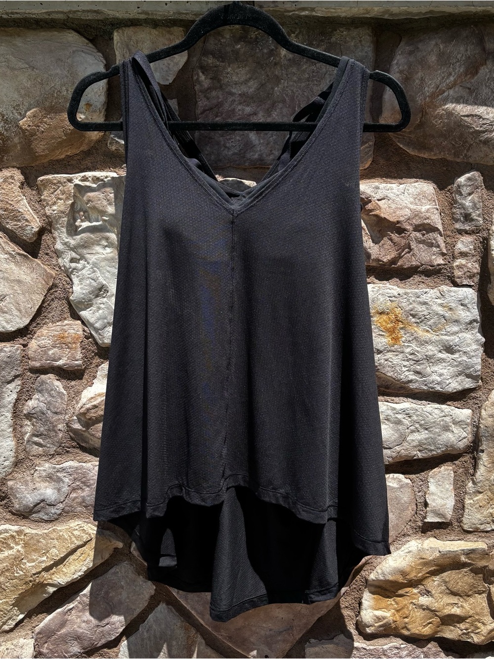 Lululemon Tank Built In Sports Bra Size 8 Black V-neck Athletic Gym Workout